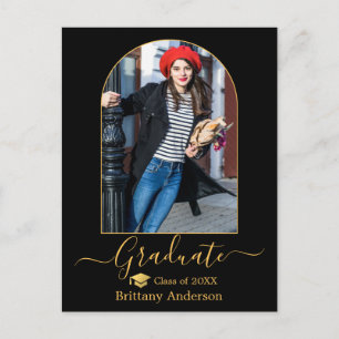 Moderner Arch Gold Cap Calligraphy Foto Abschluss Postkarte