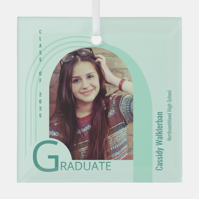 Moderner Arch Green Foto Abschluss Ornament Aus Glas (Vorderseite)