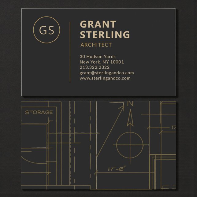 Moderner Architekt Schwarz Gold Visitenkarte (Von Creator hochgeladen)