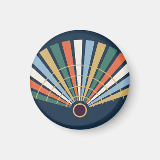Moderner Art-Déco-Fächer in Navy und Jade Magnet