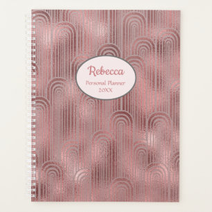 Moderner Art Deco Glam Rose Personalisierter Namen Planer