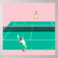 Moderner Art Tennis Match Player Rosa Grün