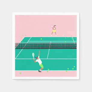 Moderner Art Tennis Match Player Rosa Grün Serviette