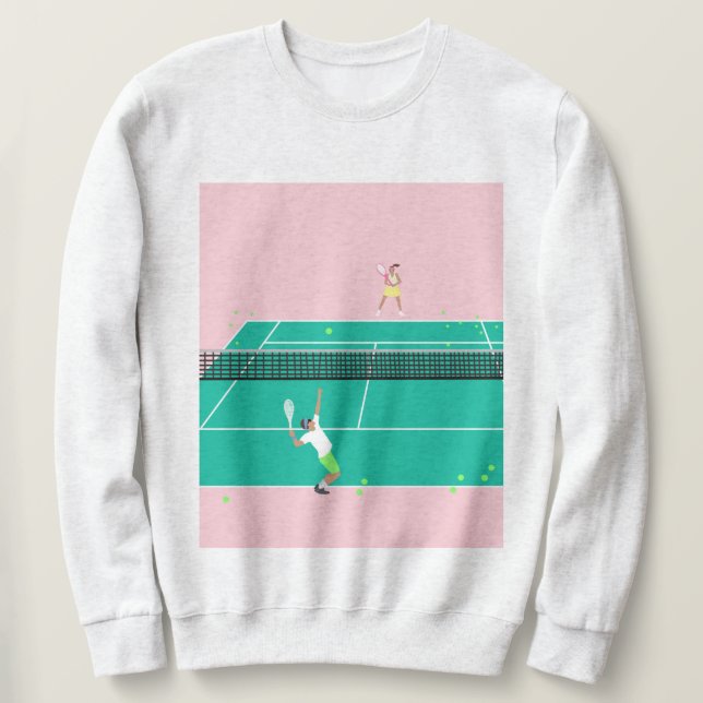 Moderner Art Tennis Match Player Rosa Grün Sweatshirt (Design vorne)