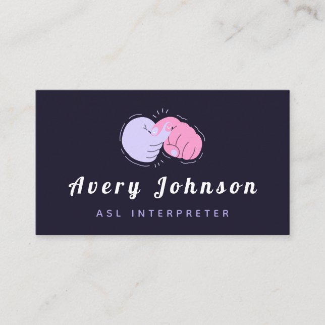 Moderner ASL-Zeichenlehrer Übersetzer-Spaß Visitenkarte (Vorderseite)