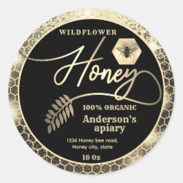 Moderner attraktiver, glänzender Goldbienenhonig Runder Aufkleber