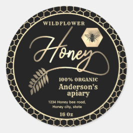 Moderner attraktiver Honig aus schwarzem Gold Runder Aufkleber