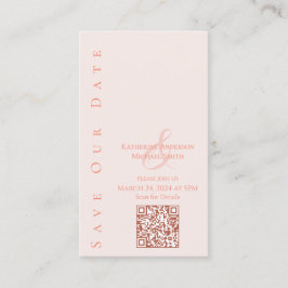 Moderner, auf Blush Save the Date QR-Code- Visitenkarte