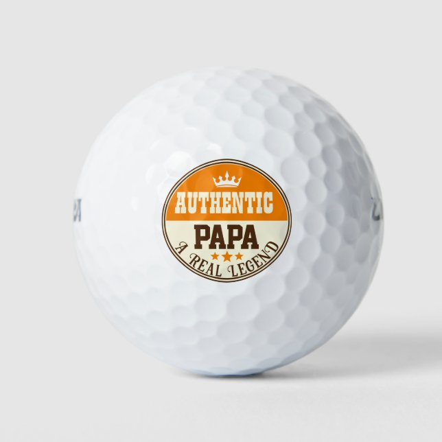 Moderner, authentischer Papa-Schwarz-Orange-Text Golfball (Vorderseite)