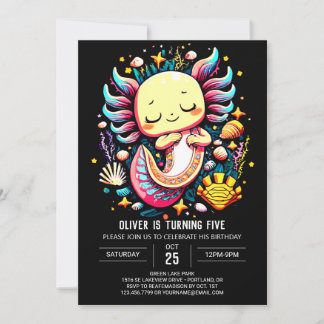 Moderner Axolotl Custom Geburtstag Einladung