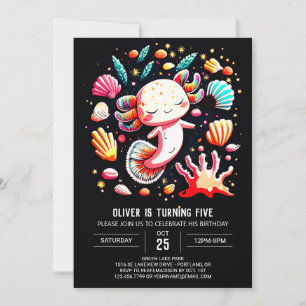 Moderner Axolotl Whimsical Geburtstag Einladung