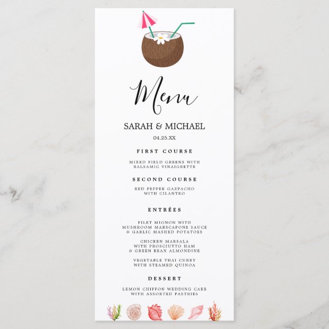 Moderner Badestrand Sommer Beach Menükarte (Vorderseite)