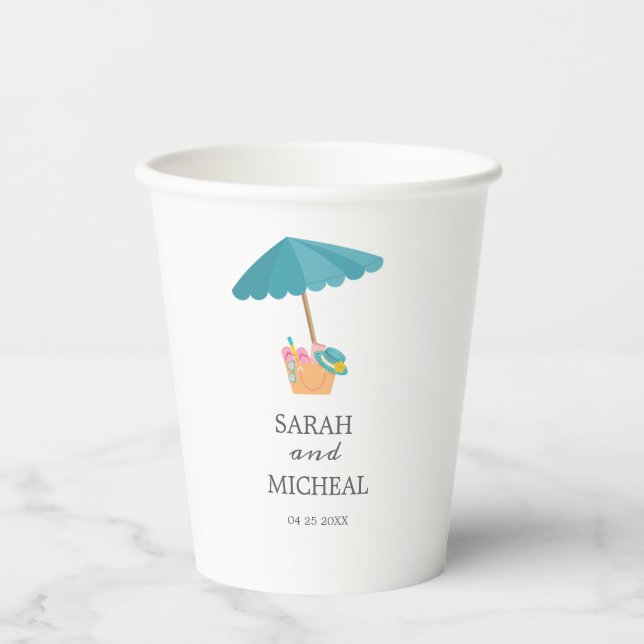 Moderner Badestrand Sommer Beach Pappbecher (Vorderseite)