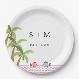 Moderner Badestrand Sommer Beach Pappteller