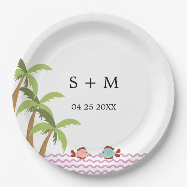 Moderner Badestrand Sommer Beach Pappteller (Vorderseite)