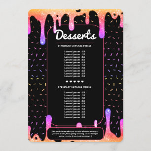 Moderner Baker Caterer Dekorator Tropfen Rainbow B Menükarte