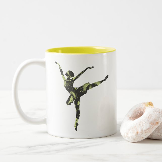 Moderner Balletttänzer, moderner Tanz Zweifarbige Tasse (Mit Donut)
