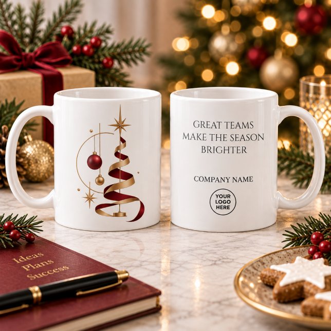 Moderner Bandbaum-Mitarbeiter-Weihnachtsgeschenk Kaffeetasse (Von Creator hochgeladen)