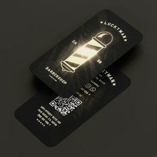 Moderner Barber Black Neon Gold Barbershop Visitenkarte