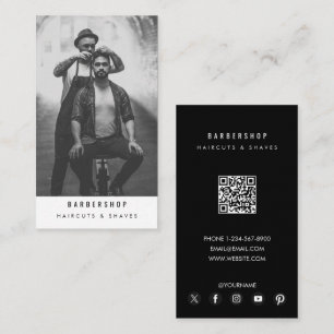 Moderner Barbershop Foto QR Visitenkarte