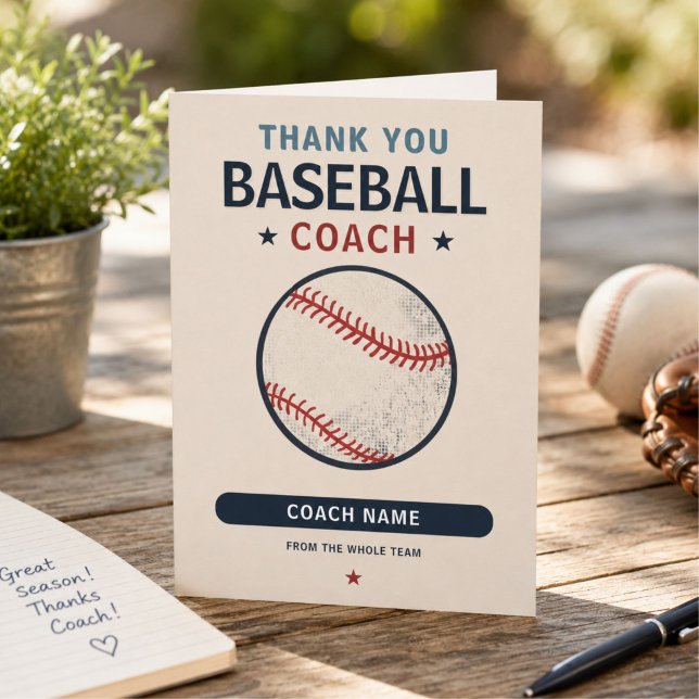 Moderner Baseball-Team-Spieler-Trainer Dankeskarte (Von Creator hochgeladen)