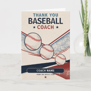 Moderner Baseball-Teamspieler-Trainer Dankeskarte