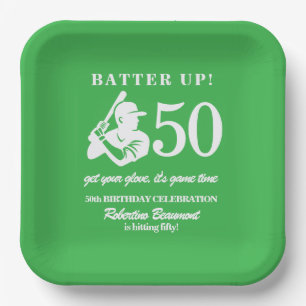 Moderner Baseballspieler Herren 50. Geburtstag Pappteller