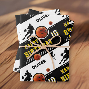 Moderner Basketball-Ball-Spieler zum Geburtstag Geschenkpapier Set