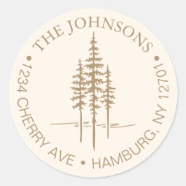 Moderner Baumwald Rustikale Hochzeitssemble-Rückse Runder Aufkleber