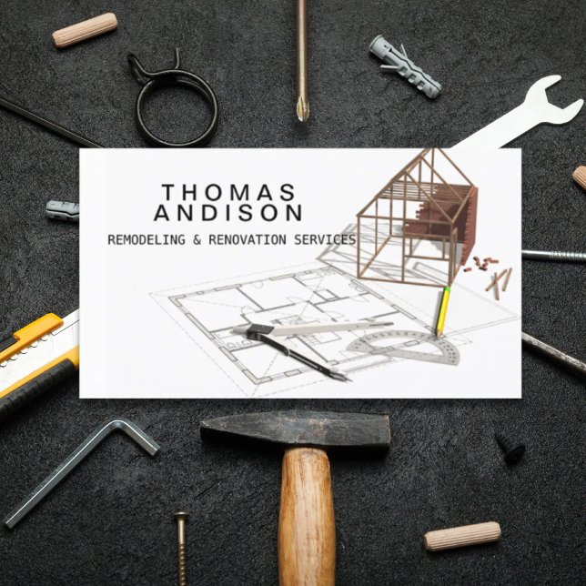 Moderner Bauunternehmer Visitenkarte (Modern Construction Remodeling Builder Contractor Business Card)