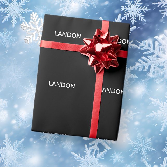 Moderner bearbeitbarer Text | Schwarz/Weiß Geschenkpapier (Von Creator hochgeladen)