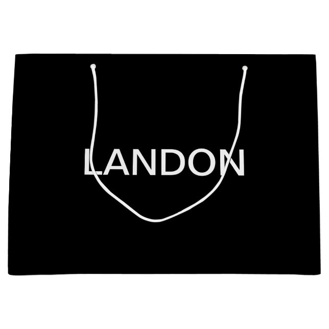 Moderner bearbeitbarer Text | Schwarz/Weiß Große Geschenktüte (Vorderseite)