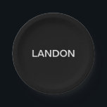 Moderner bearbeitbarer Text | Schwarz/Weiß Pappteller<br><div class="desc">Editable Minimalistische Look,  bearbeiten,  wie Sie möchten!</div>