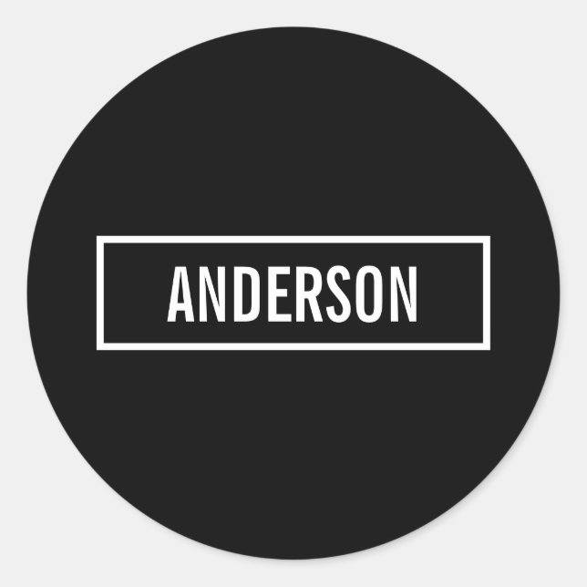 Moderner bearbeiteter Text in weißem Logo-Rahmen Runder Aufkleber (Vorderseite)