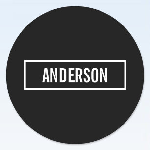 Moderner bearbeiteter Text in weißem Logo-Rahmen Runder Aufkleber