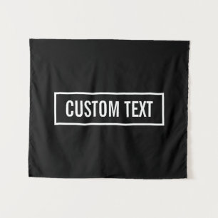 Moderner bearbeiteter Text in weißem Logo-Rahmen Wandteppich