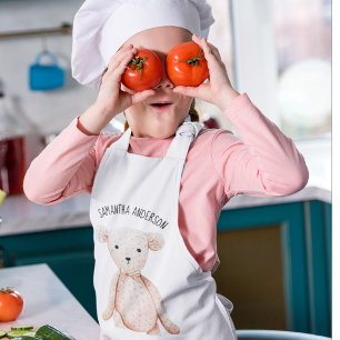 Moderner Beauty Pastel Pink Teddy Bär mit Namen Kinderschürze