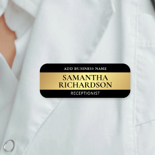 Moderner Beauty Shop Salon Black & Gold Mitarbeite Namensschild