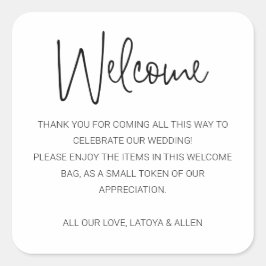 Moderner Begrüßungskorb Quadratischer Aufkleber