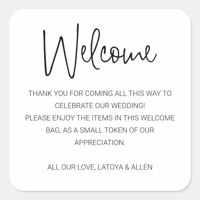 Moderner Begrüßungskorb Quadratischer Aufkleber (Vorderseite)