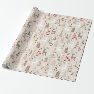 Moderner Beige Tan Roter Weihnachtsfeiertag Geschenkpapier