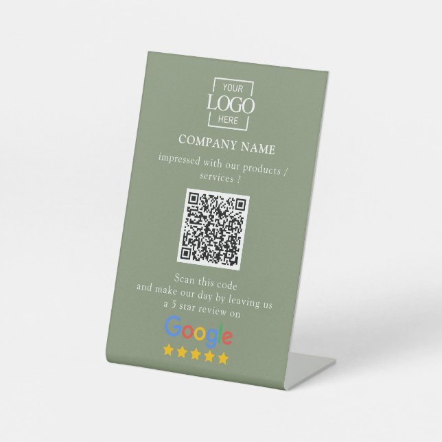 Moderner benutzerdefinierter Google-Reviews-QR-Cod Sockelschild (Vorderseite)