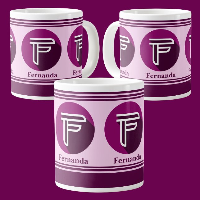 Moderner, benutzerdefinierter Monogram-Name (F) Jumbo-Tasse (Von Creator hochgeladen)