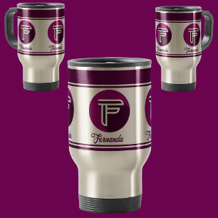 Moderner, benutzerdefinierter Monogram-Name (F) Reisebecher