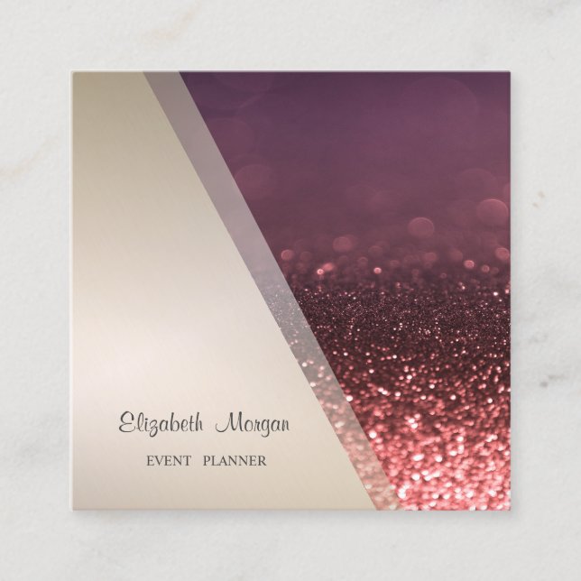 Moderner Beruflich geometrischer Glitzer Bokeh Quadratische Visitenkarte (Vorderseite)