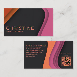 Moderner beruflich-rosa-orangefarbener Qr-Code Visitenkarte