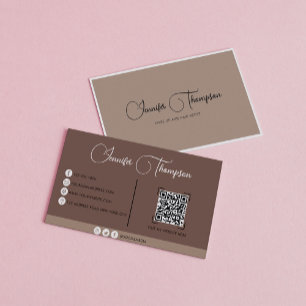 Moderner Beruflicher Creme-Beige-QR-Code Visitenkarte