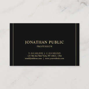 Moderner Beruflicher, einfacher Template Gold Text Visitenkarte