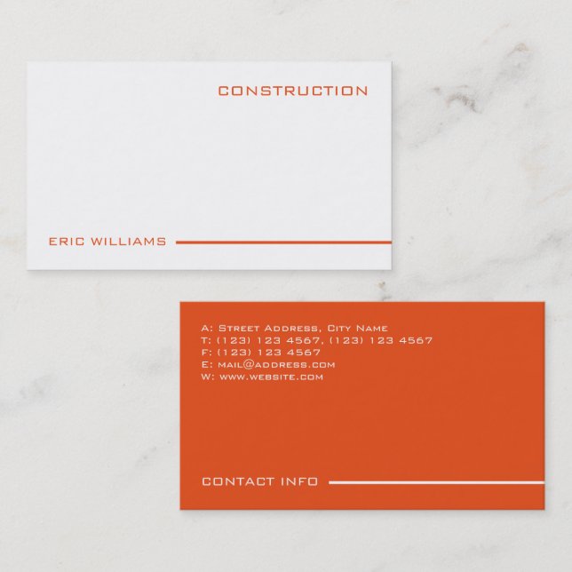 Moderner, beruflicher, eleganter Orangenstil Visitenkarte (Vorne/Hinten)