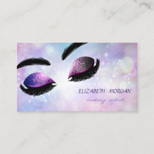 Moderner Beruflicher Glitzer Lashes Makeup Bokeh Visitenkarte